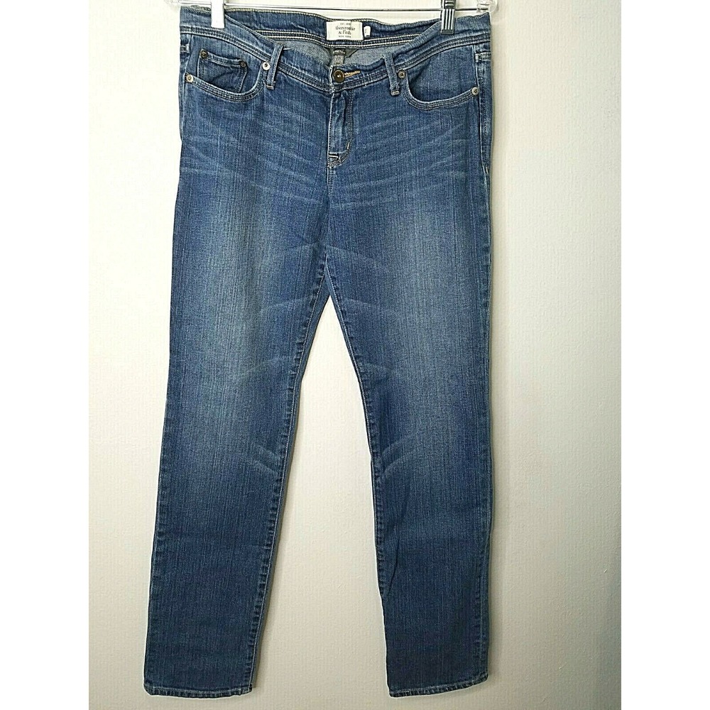 Abercrombie & Fitch Womens Jeans 10 Med Wash Stretch‎ Straight Leg Mid Rise